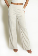 Pin tuck High Waist Wide Leg Trouser