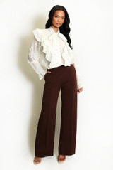 Pin tuck High Waist Wide Leg Trouser