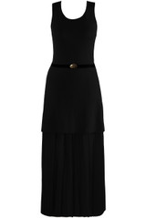 Pleated Hem Belted Midi Dress