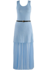 Pleated Hem Belted Midi Dress