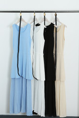 Pleated Hem Belted Midi Dress