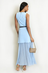 Pleated Hem Belted Midi Dress