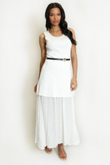 Pleated Hem Belted Midi Dress