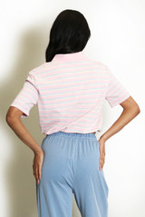 Striped Cropped Polo Top