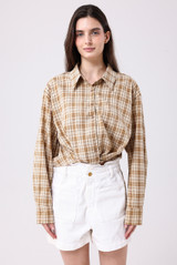 Gathered Hem Check Shirt