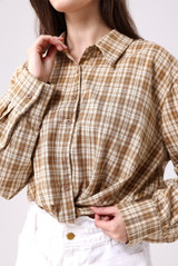 Gathered Hem Check Shirt