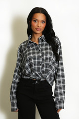 Gathered Hem Check Shirt