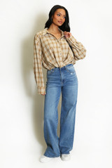 Gathered Hem Check Shirt