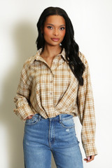 Gathered Hem Check Shirt