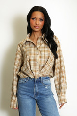 Gathered Hem Check Shirt