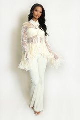 Lace Blouse With Frill Hem