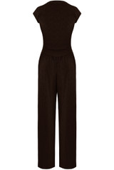 Textured Ruched Side Top And Trouser Set