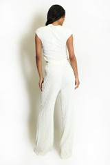 Textured Ruched Side Top And Trouser Set