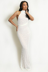 Lace Halter Neck Maxi Dress