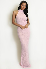 Lace Halter Neck Maxi Dress