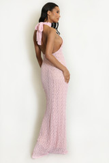 Lace Halter Neck Maxi Dress