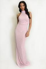 Lace Halter Neck Maxi Dress