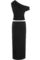 Bobble Texture Asymmetric Top And Maxi Skirt Set