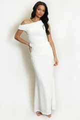 Bobble Texture Asymmetric Top And Maxi Skirt Set