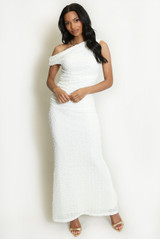 Bobble Texture Asymmetric Top And Maxi Skirt Set