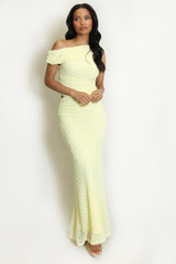 Bobble Texture Asymmetric Top And Maxi Skirt Set