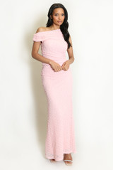 Bobble Texture Asymmetric Top And Maxi Skirt Set