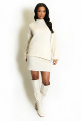 Mohair Fluffy Knit Jumper And Skirt Set