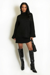 Mohair Fluffy Knit Jumper And Skirt Set