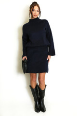 Mohair Fluffy Knit Jumper And Skirt Set