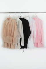 Pointed Collar Chiffon Shirt Dress