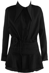 Pointed Collar Chiffon Shirt Dress