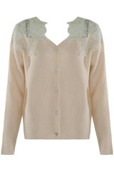 Lace Shoulder Fluffy Cardigan 