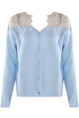 Lace Shoulder Fluffy Cardigan 