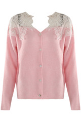 Lace Shoulder Fluffy Cardigan 