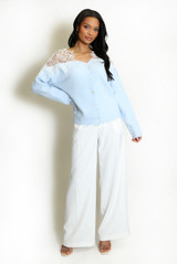 Lace Shoulder Fluffy Cardigan 