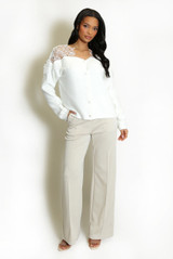 Lace Shoulder Fluffy Cardigan 