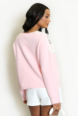 Lace Shoulder Fluffy Cardigan 