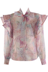 Vintage Floral Print Pussy Bow Blouse