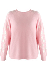 Embroidered Sleeve Fluffy Knit Jumper