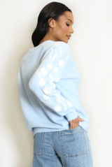 Embroidered Sleeve Fluffy Knit Jumper