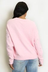 Floral Heart Patch Fluffy Knit Jumper