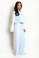 Side Stripe Hoodie And Wide Leg Jogger