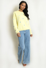 Heart Embroidered Soft Knit Jumper