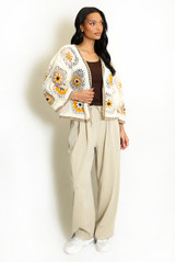 Open Floral Crochet Cardigan