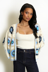 Open Floral Crochet Cardigan