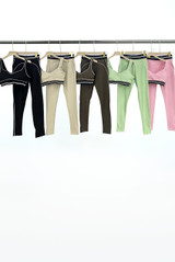 Striped Band Gym Crop Top And Legging Set (PRE-ORDER)