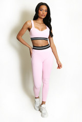Striped Band Gym Crop Top And Legging Set (PRE-ORDER)