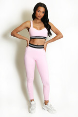 Striped Band Gym Crop Top And Legging Set (PRE-ORDER)
