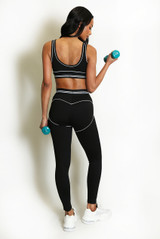 Striped Band Gym Crop Top And Legging Set (PRE-ORDER)