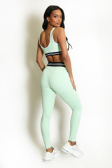 Striped Band Gym Crop Top And Legging Set (PRE-ORDER)